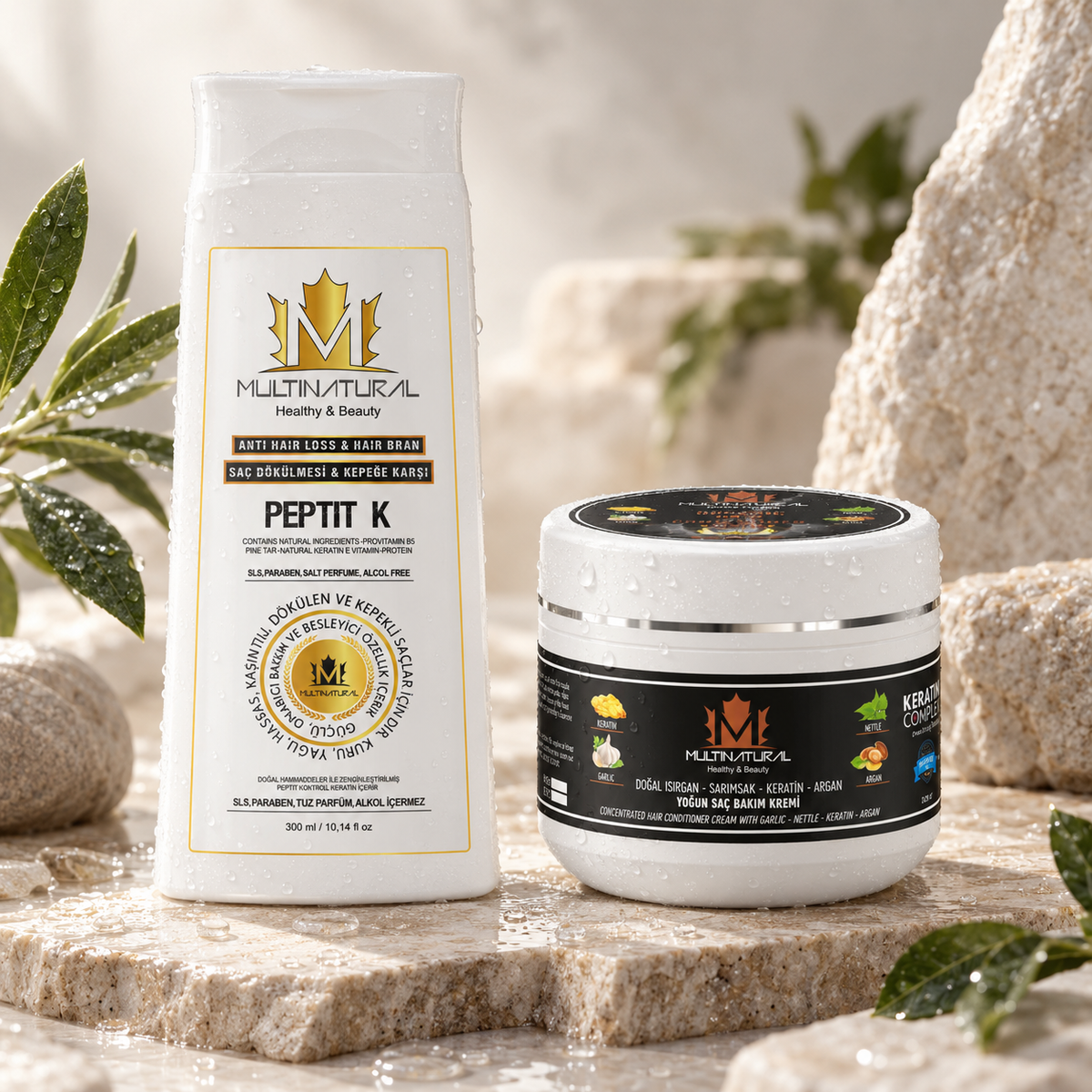 2`li Set Peptit-K Şampuan Pine Tar + Gen4 Onarıcı Saç Maskesi Kepek,Kaşıntı ve Pullanma Ultra Destek(Kuru-Karma Saç)