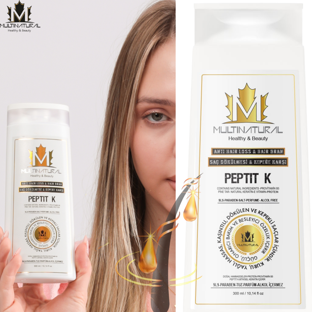 MultiNatural Peptit-K 4in1 Pine Tar Yoğun Kepek ve Dökülme Karşıtı Ultra Destek Şampuanı ( 2x300ml )