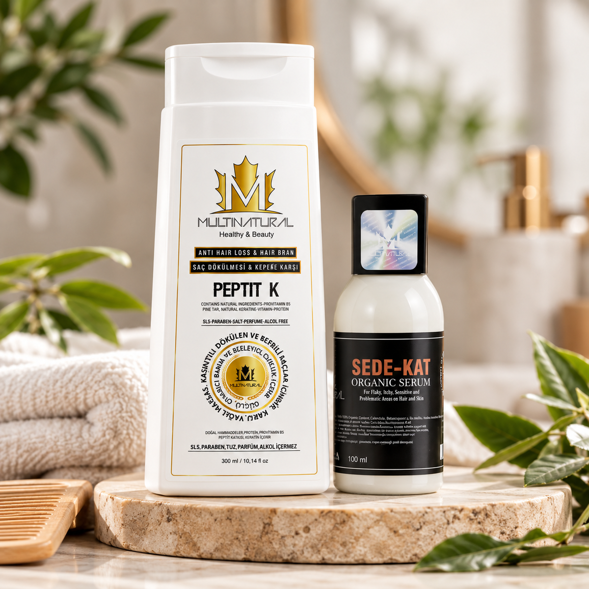 Peptit-K Şampuan & Sede-Kat Deri Onarım Destek Kremi / Kaşıntı, Kepek, Kızarıklık ve Pullanma Karşıtı Cilt ve Saç Seti